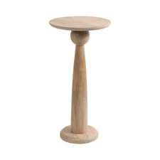 Jakob Modern Wooden Round Side Table, 12 x 24, Light Natural, Circle Pedestal...