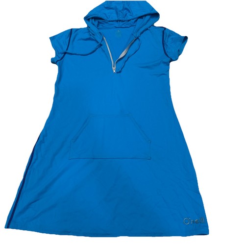 O’Neill Hooded Changing Surf Poncho Hood Pocket SPF 50+ Lg Stretch Blue 1/4 Zip