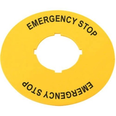 1Pc EATON CUTLER HAMMER M22-XBK5 Legend Plate, 22mm, Yellow, EMERGENCY-STOP