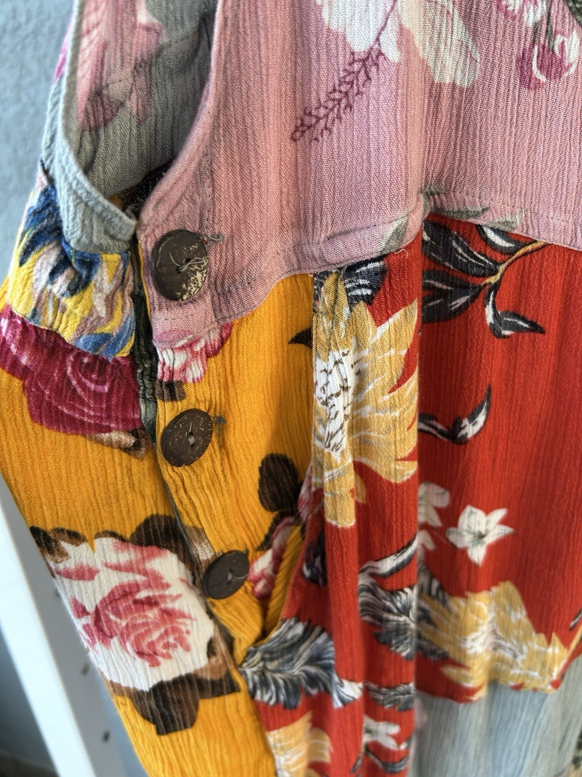 Women’s Sacred Threads Patchwork Boho Overalls Sz… - image 5