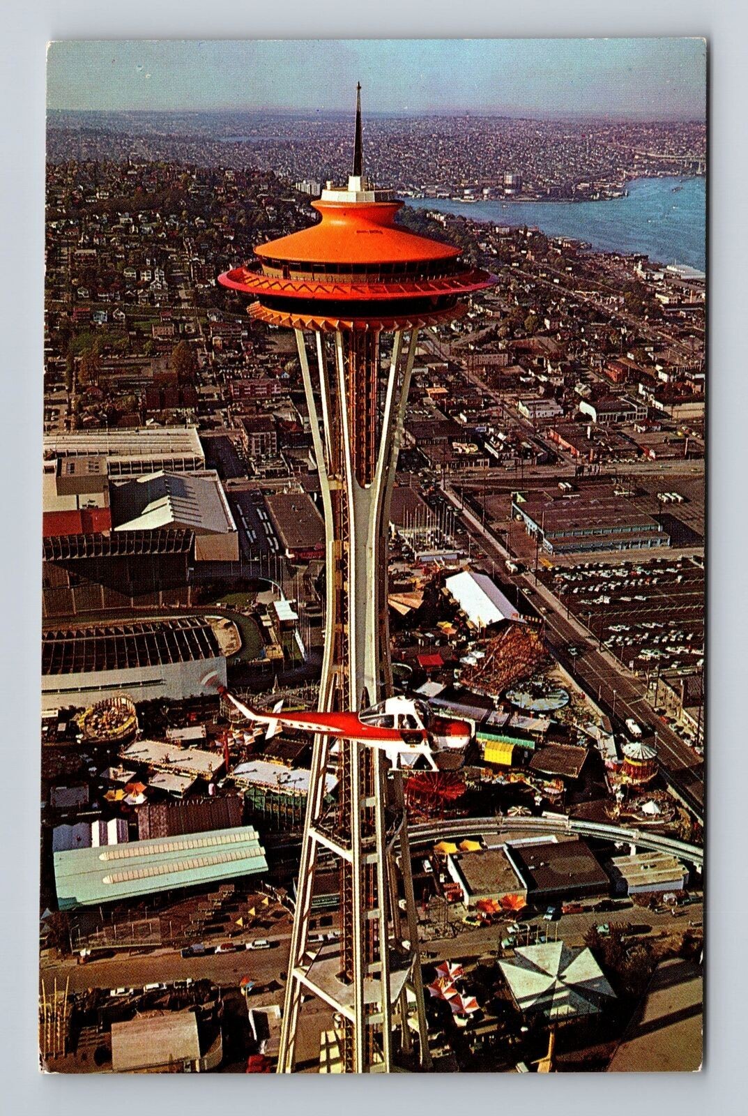 Vintage Aerial Seattle Space Needle WA Washington Postcard