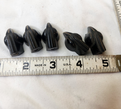 Lot of 5 Black Chicken Head Control Knobs Ridge Back