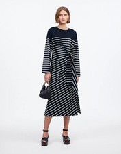 NWT! Madewell Side-Tie Knit Maxi Dress in Stripe Dark Navy Size XL
