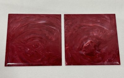 2 Vintage Undergate Red Marble Plastic Polystyrene Wall Tiles 4.25''x4.25''