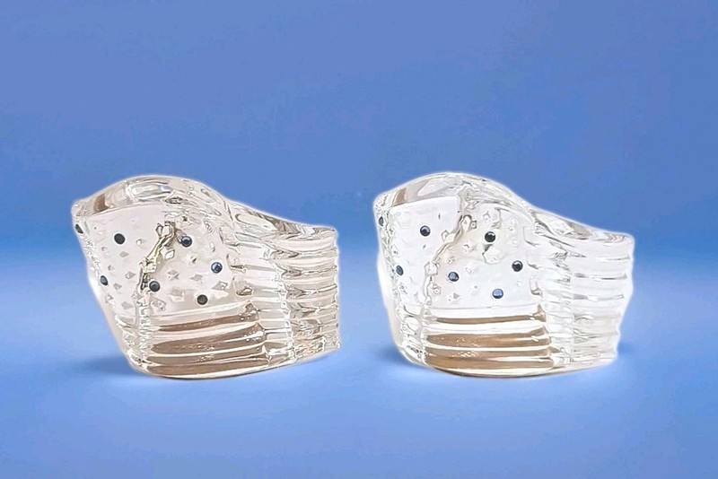 Lenox Crystal American Flag Shaped  Blue Crystals Salt Pepper Shakers