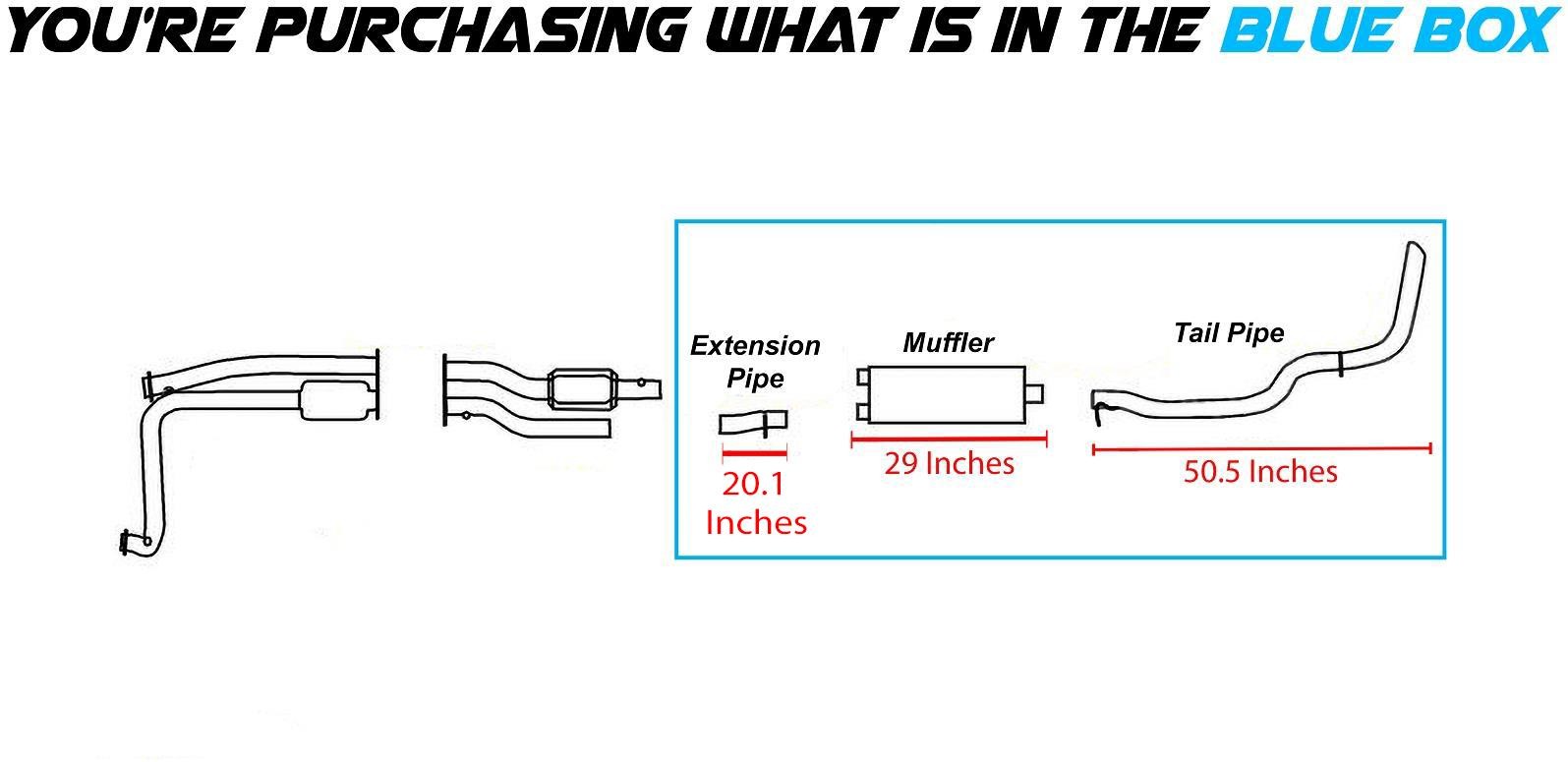 Cat Back Exhaust System Kit fits: 96-2000 K2500 141.5" WB 5.7L / 7.4L