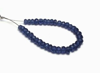 BLUE SAPPHIRE 4mm Faceted Rondelle Beads Natural 3" Strand