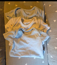 mamas & papas Baby 3 Pack Cotton Jersey Bodysuits Farm Print Blue/White 0-3M