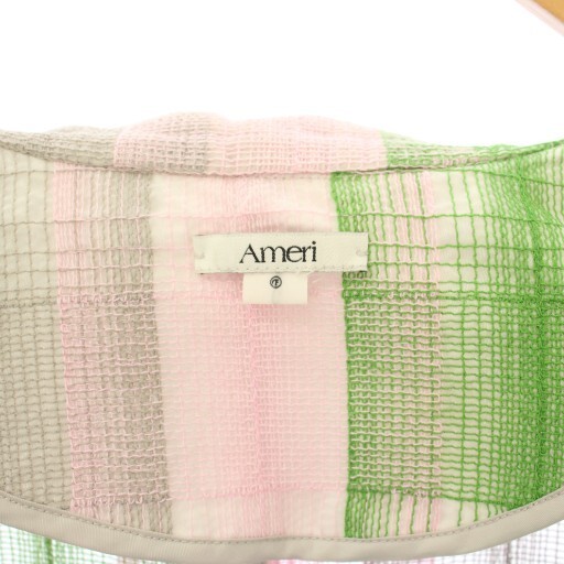 Ameri VINTAGE Check Embroidered No Collar Jacket … - image 4