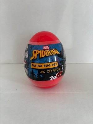 Spider Man Jumbo Plastic Egg with 40 Tattoos (Set of 3)