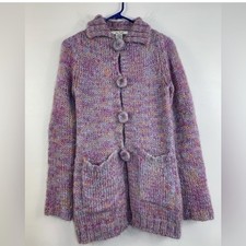 Free People Wool Blend Small Chunky Knit Big Buttons Cardigan Duster