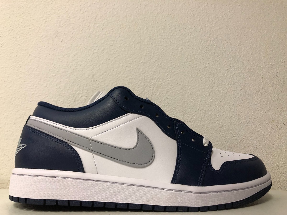 Nike Air Jordan 1 Low White Wolf Grey Midnight Navy 553558-141