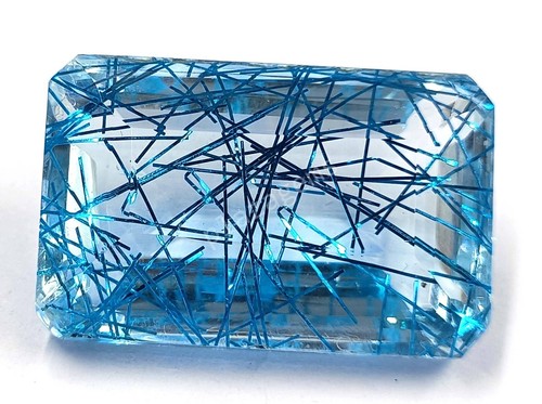 82.85 CT Emerald Cut Blue Rutilated Quartz EGL Certified Loose Gemstone 5ARS - Picture 3 of 9