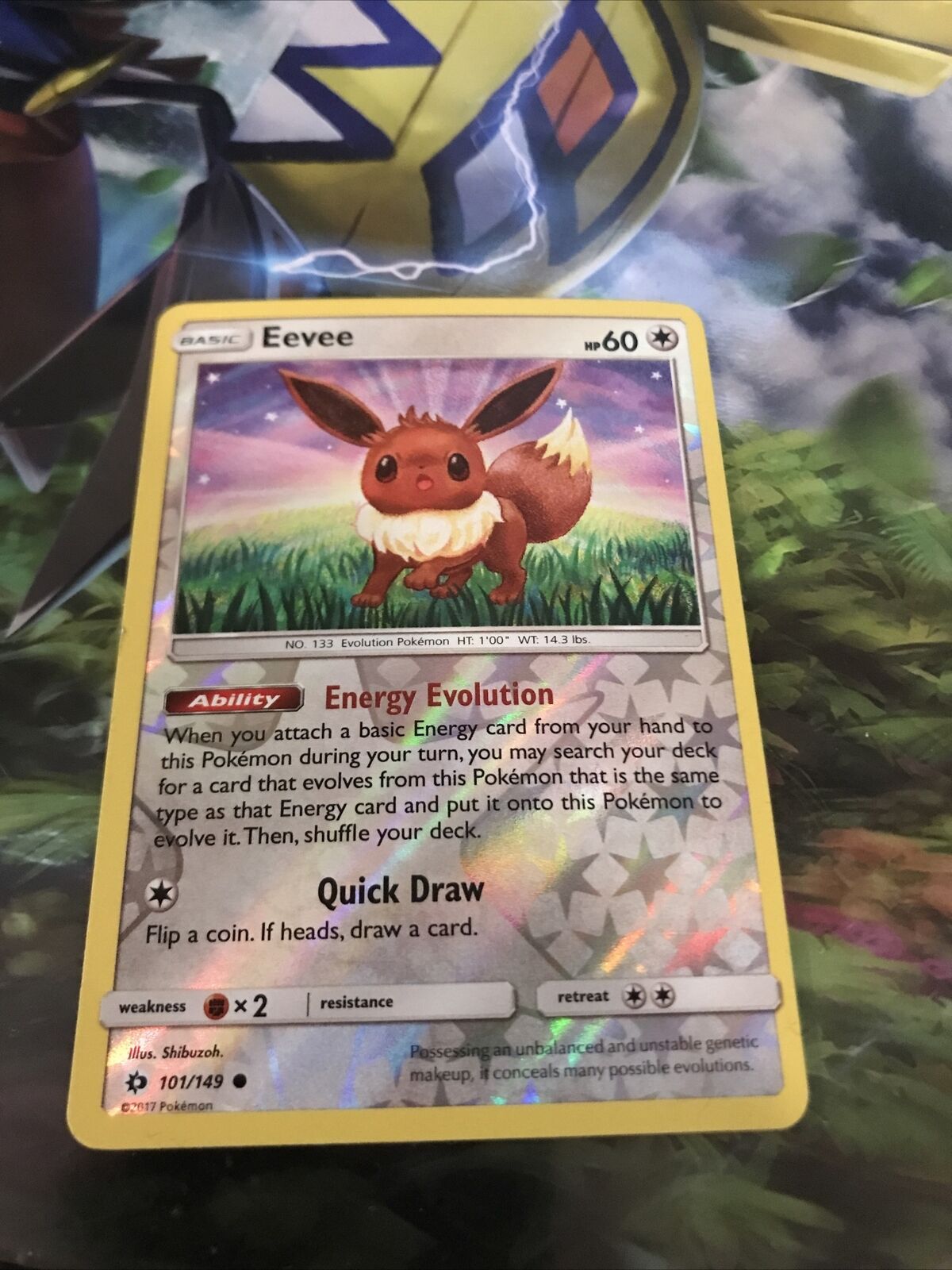 EEVEE 101/149 Non-Holo Common Sun & Moon Pokemon Card Near Mint