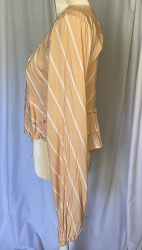Free People Samifan Peach Striped 3/4 Sleeve Top Size S - Picture 5 of 11