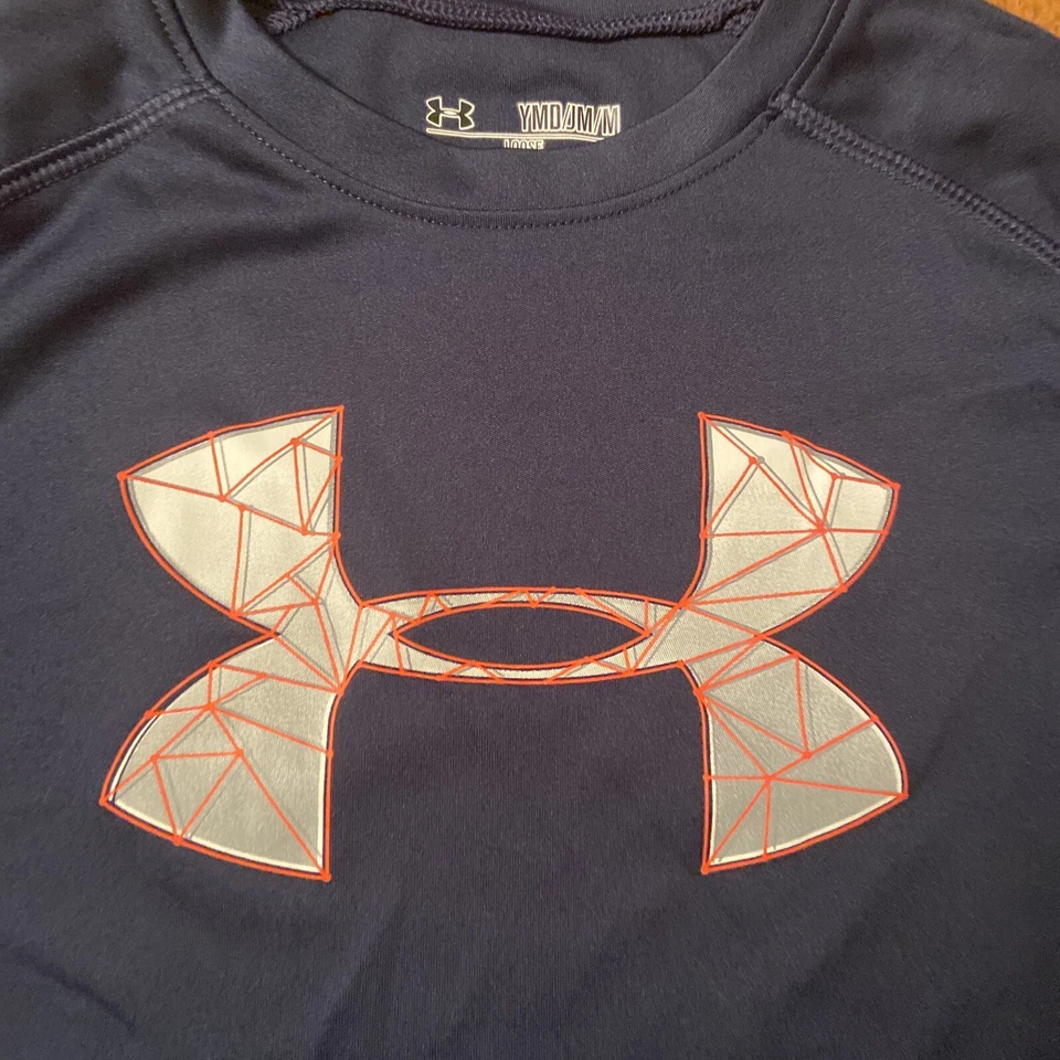 youth medium under armour Short Sleeve shirt Dark Black/Blue - Image 2 of 4