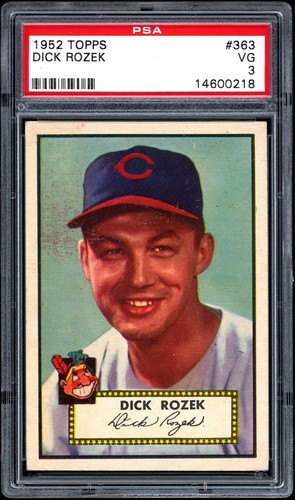 1952 Topps #363 Dick Rozek PSA 3 CENTERED High Number Set Break J&J 218 ...