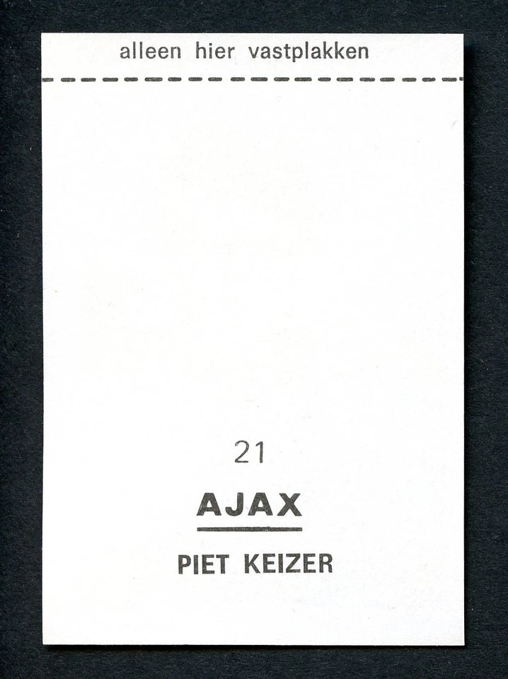 Tarjeta de fútbol americano Ajax 1969-70 Vanderhout Voetbalsterren Piet Keizer #21  Foto 2 de 2