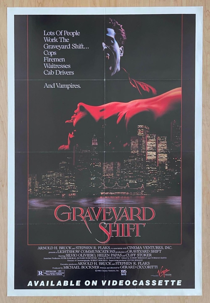 GRAVEYARD SHIFT (1987) Video Store VHS Promo Movie Poster Vampire 