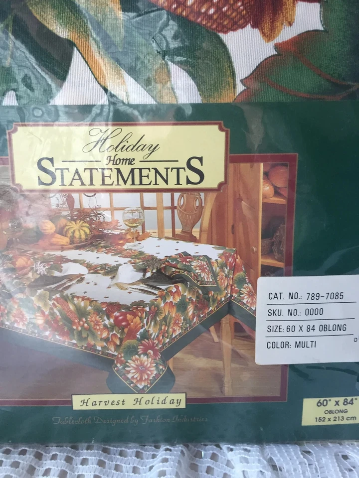 Vintage Holiday Home "Harvest Holiday" Tablecloth – 60" x 84" Oblong 1996 - Image 3 of 4