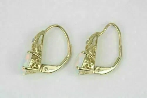 2.3Ct Oval Cut Lab Created Fire Opal Hoop Wedding Earring 14K Yellow Gold Plated - Image 2 of 4