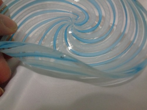 Murano Venetian Art Glass Ribbon Blue Latticino Small Candy Dish - Picture 10 of 10