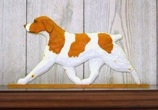 Brittany Spaniel Sign Plaque Wall Decor Orange