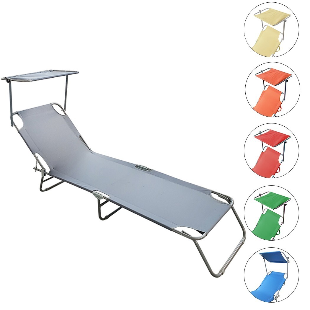 2309P Tumbona plegable con respaldo ajustable y toldo en varios colores a elegir