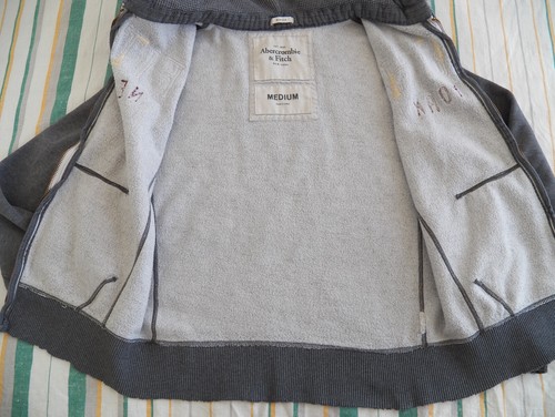 Abercrombie & Fitch MENS Grey Cotton Hoodie Sweater Size M Muscle Fit Full Zip - Picture 4 of 6