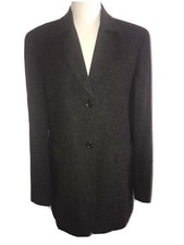 Women  s Rena Rowan Blazer Suit Jacket Black/Charcoal Lined 2 Front Button Sze 10