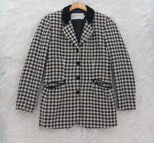 Hugo Buscati Milano Blazer Women's 4 Black White Houndstooth Vintage Old Money