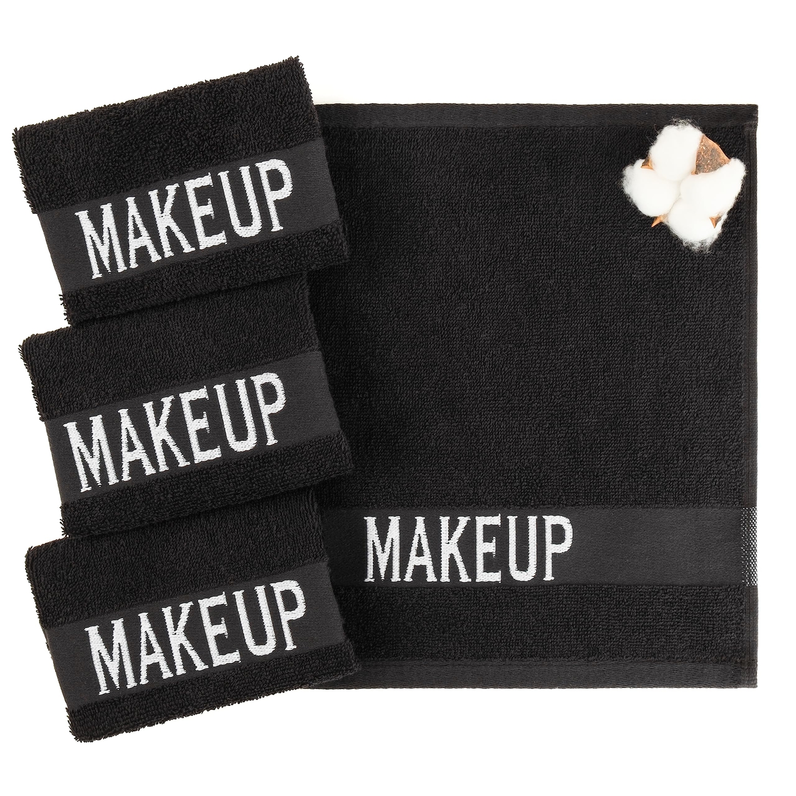 100% Cotton Makeup Remover Cloths - 4 Pack Soft Face Towels 12x12 Inches-image