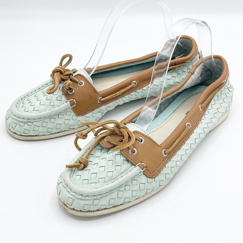Aqua Blue Leather Boat Shoes Size 