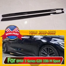 CMST Style Gloss Black Side Skirts Extension Panel For 19-25 BMW G20 330i M340i