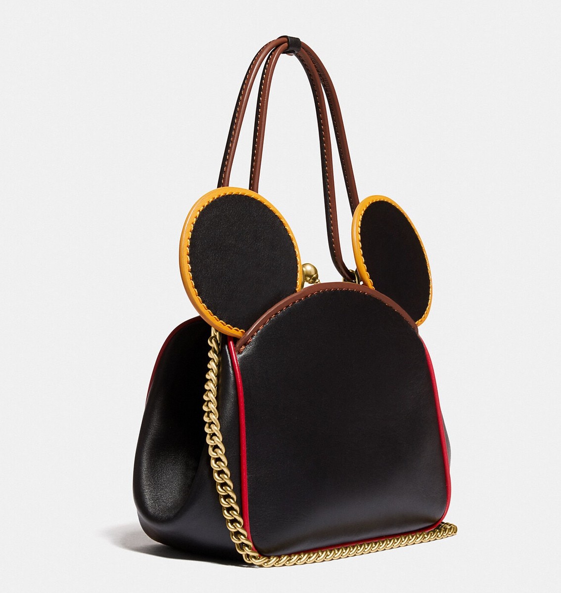 COACH DISNEY MICKEY MOUSE X KEITH HARING BLACK LEATHER KISSLOCK