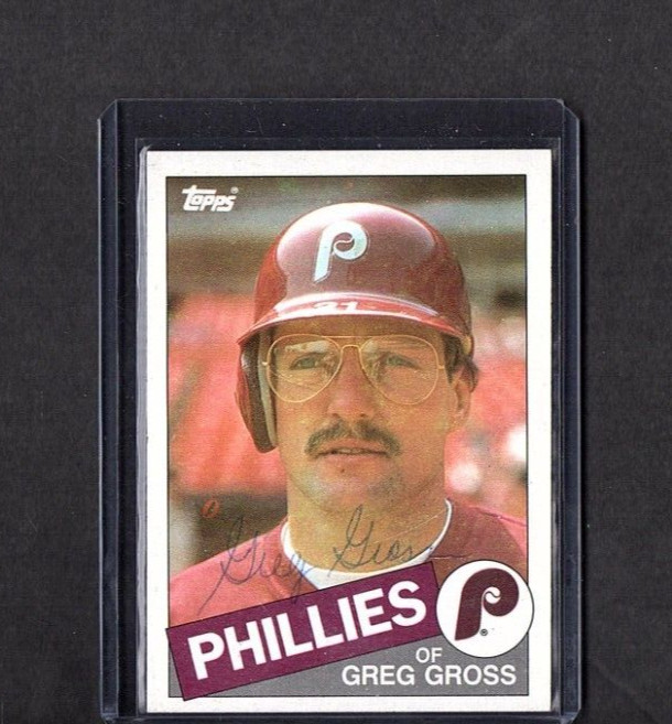 1985 TOPPS VINTAGE CARD SIGNED IP AUTO GREG GROSS PHILADELPHIA PHILLIES GREAT