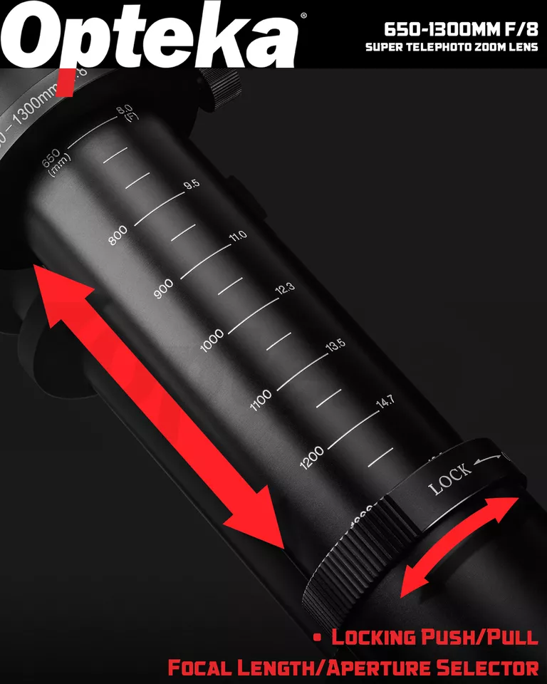 Opteka 650-1300mm Telephoto Zoom Lens for Panasonic L LUMIX S5M2 S5 S1 S1R S1H - Image 4 of 4