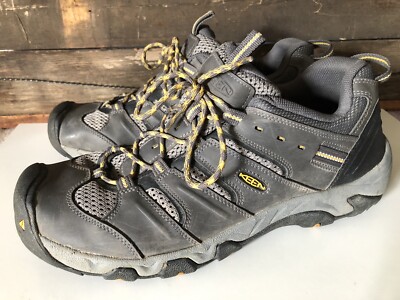 Keen Men's Koven Hiking Shoes Size 13 Leather Gray and Yellow