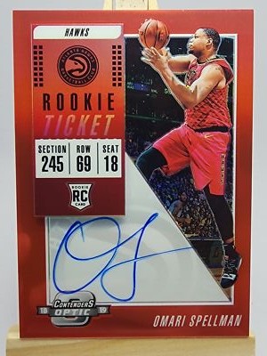 Omari Spellman 2018-19 Panini Contenders Optic Red #122 /149 Auto Rookie RC