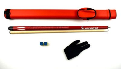 Billardqueue Set Billard Queue Cue Kö+ Köcher 146cm  Schraubqueue mit Tasche Rot