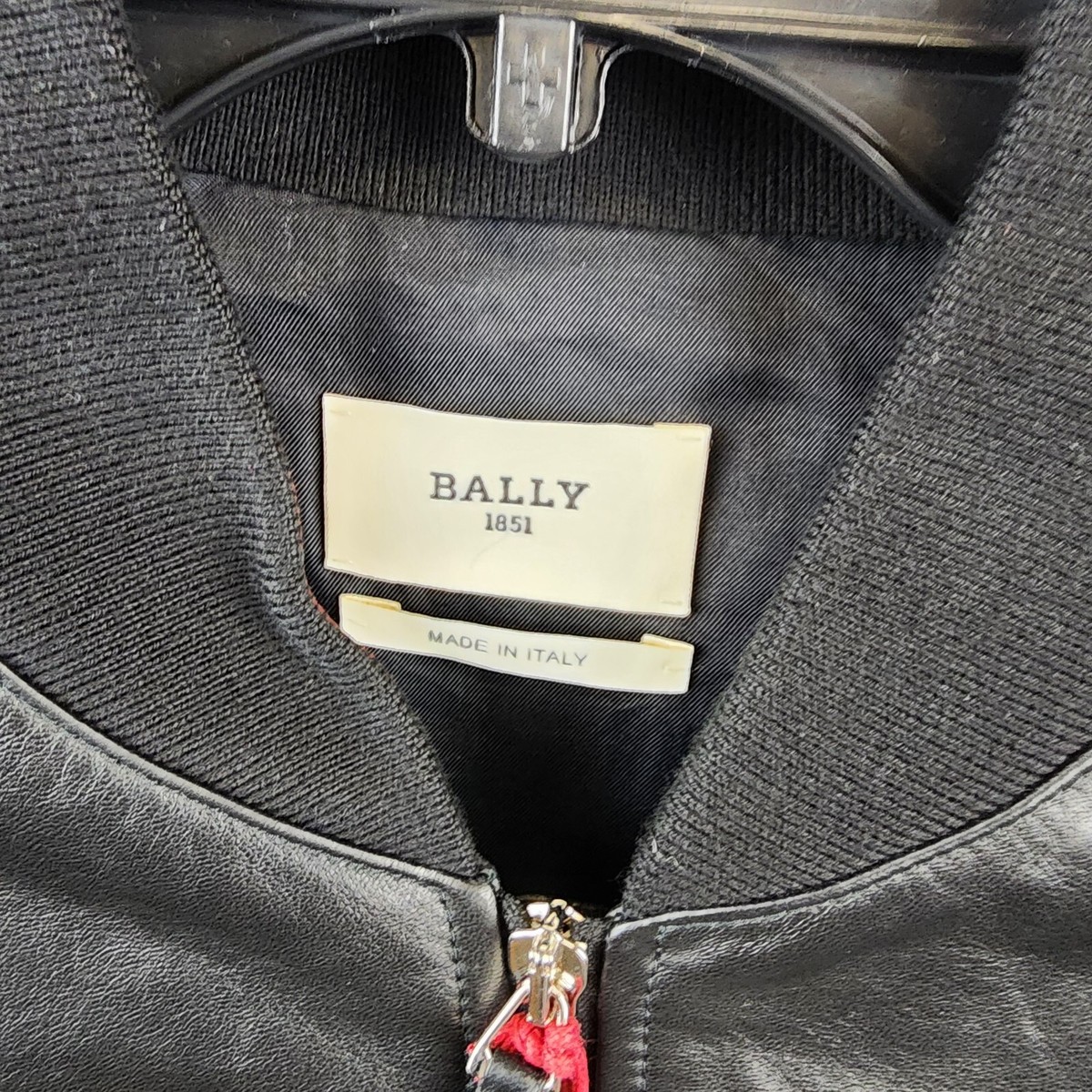 Bally Leather Full Zip Bomber Jacket Men's 38 Black Ribbed Bally Leather Full Zip Bomber Jacket Men's 38 Black Ribbed