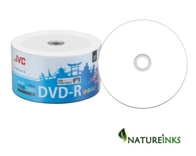 50 JVC Inkjet White Printable Blank DVD-R 16x DVD Discs 4.7GB 120 mins TRAXDATA