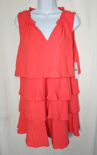 Robbie Bee Women's Coral Pink Sleeveless Tiered Pullover Dress Size 12 Petite