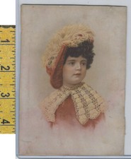 Victorian Card, 1890's, Culture  People, Girl in Red Dress A118 