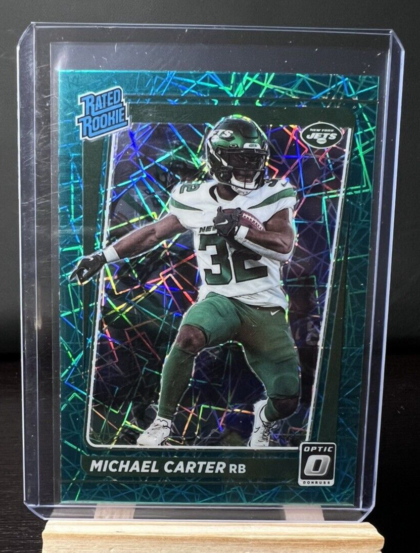 2021 Donruss Optic Michael Carter Green Velocity Rated Rookie Prizm #235 NY Jets