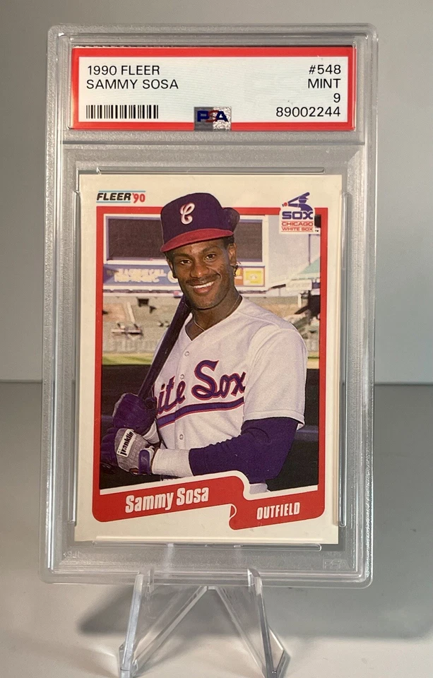 Fleer Sammy Sosa #548 1990 PSA 9 ¡Tarjeta de error RC de novato como nueva! Medias Blancas Foto 2 de 4