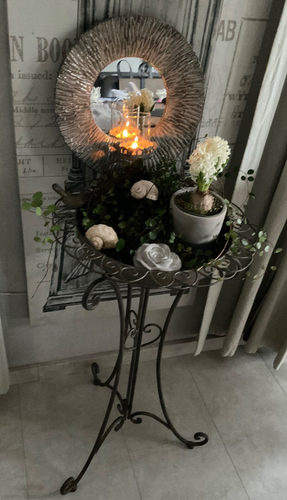 SOPORTE PARA PLANTAS O POCIONES PARA PÁJAROS 76 cm VINTAGE LOOK METAL MARRÓN ANTIGUO NUEVO