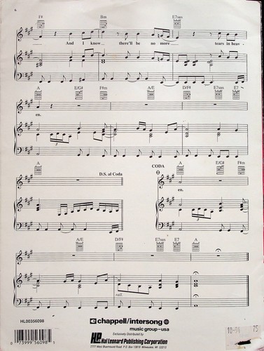 Eric Clapton Tears In Heaven Sheet Music Song Book - Picture 3 of 3