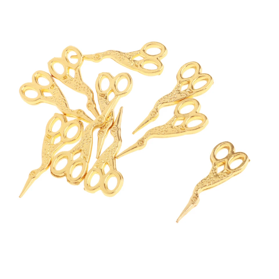 10 Set 1/12 Dollhouse Miniature Mobili Forbici In Metallo Accessori Per Camere - Immagine 4 di 4