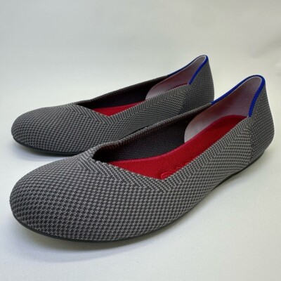 ROTHY'S The Flat Charcoal Knit Fabric Slip On Ballet Flats round toes size W 6.5